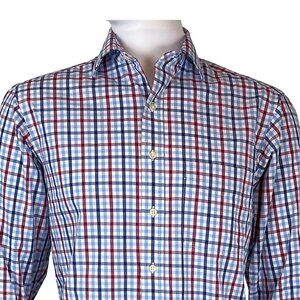 Club Room Cotton Plaid Regular Fit Performance Checkered Plaid Dress Shirt 15/33